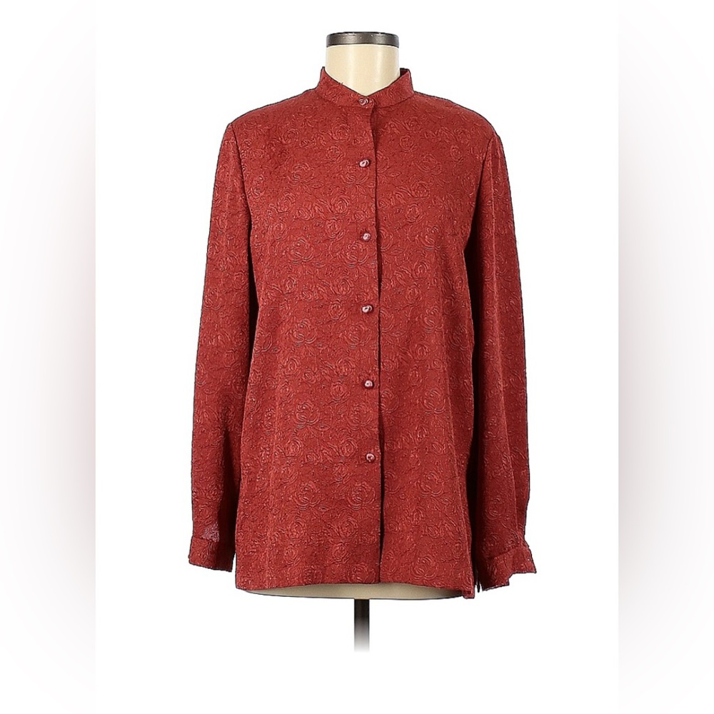 3/$10 Draper’s & Damon’s Long Sleeve Shirt / Blouse Medium Orange / Red - Picture 3 of 8